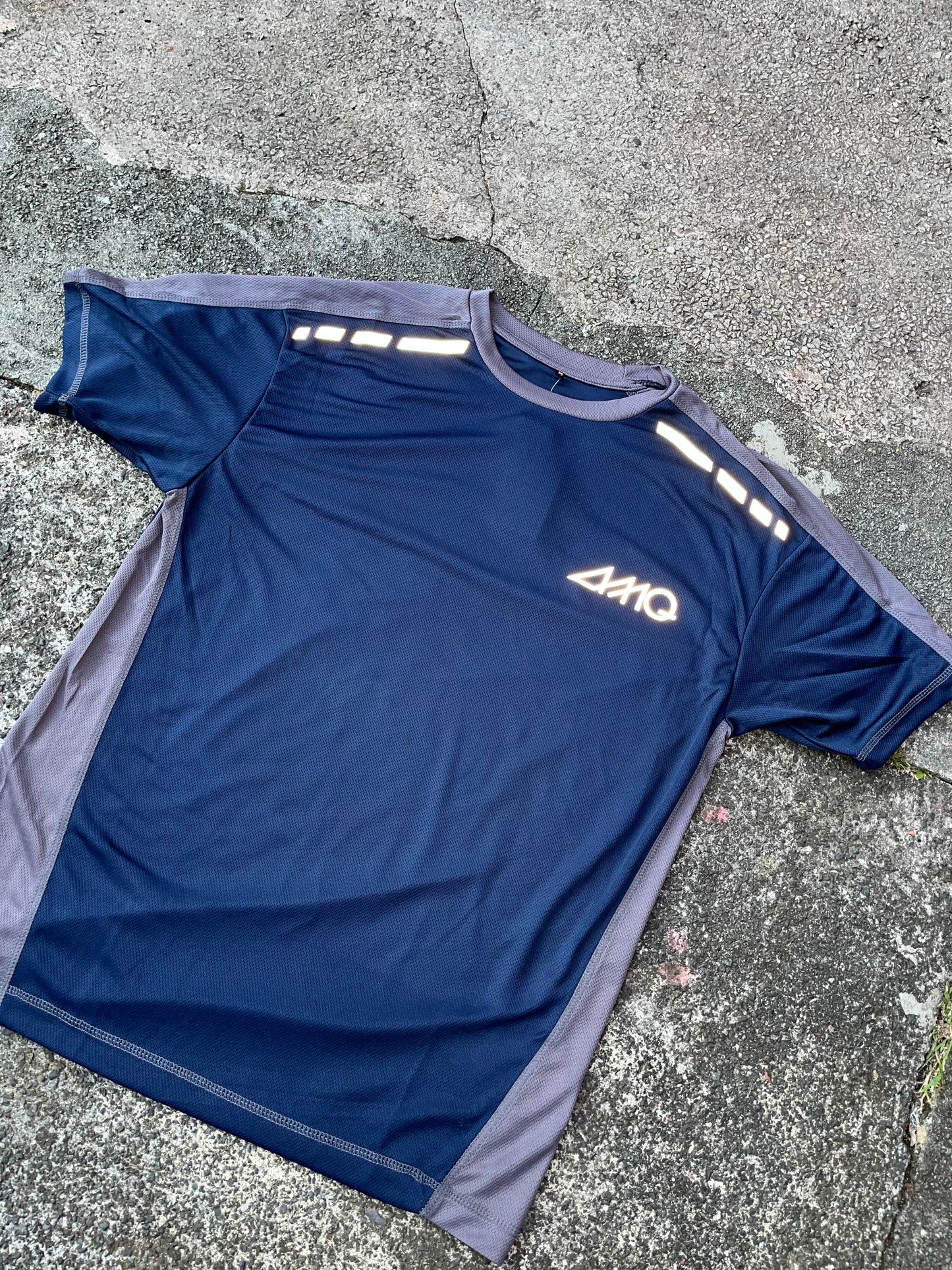 Navy & grey AMQ Active t shirt