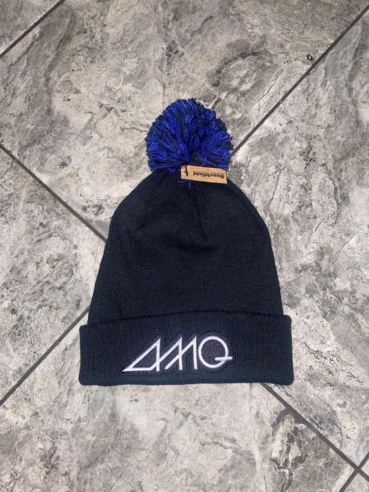 Black And Royal Blue Bobble Hat