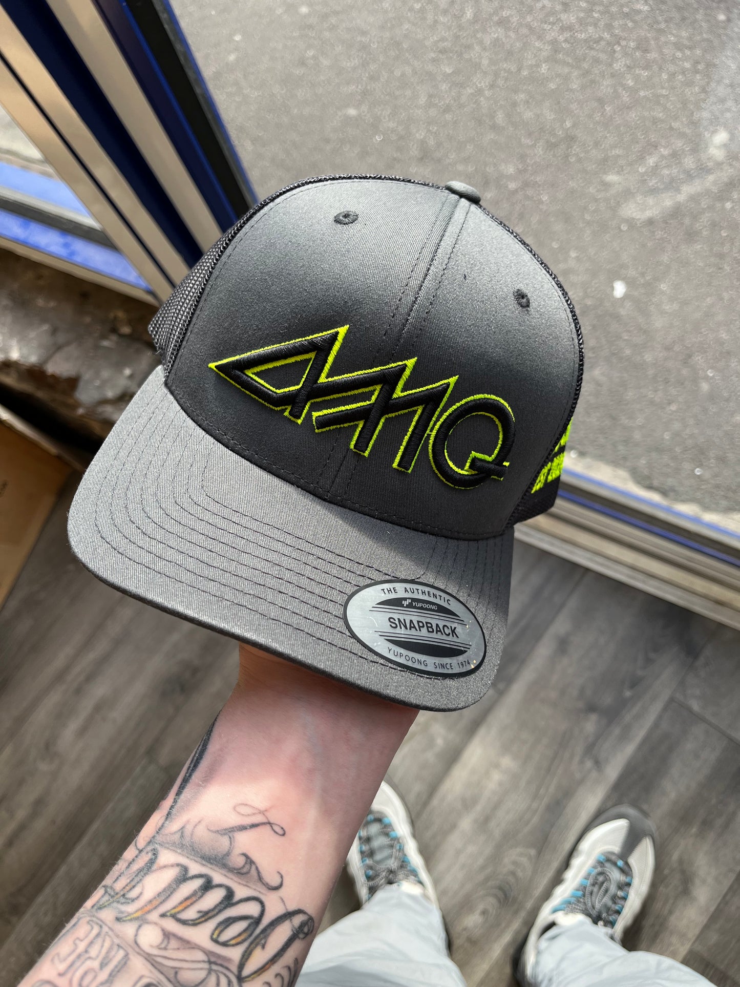 Grey Black And Neon Cap