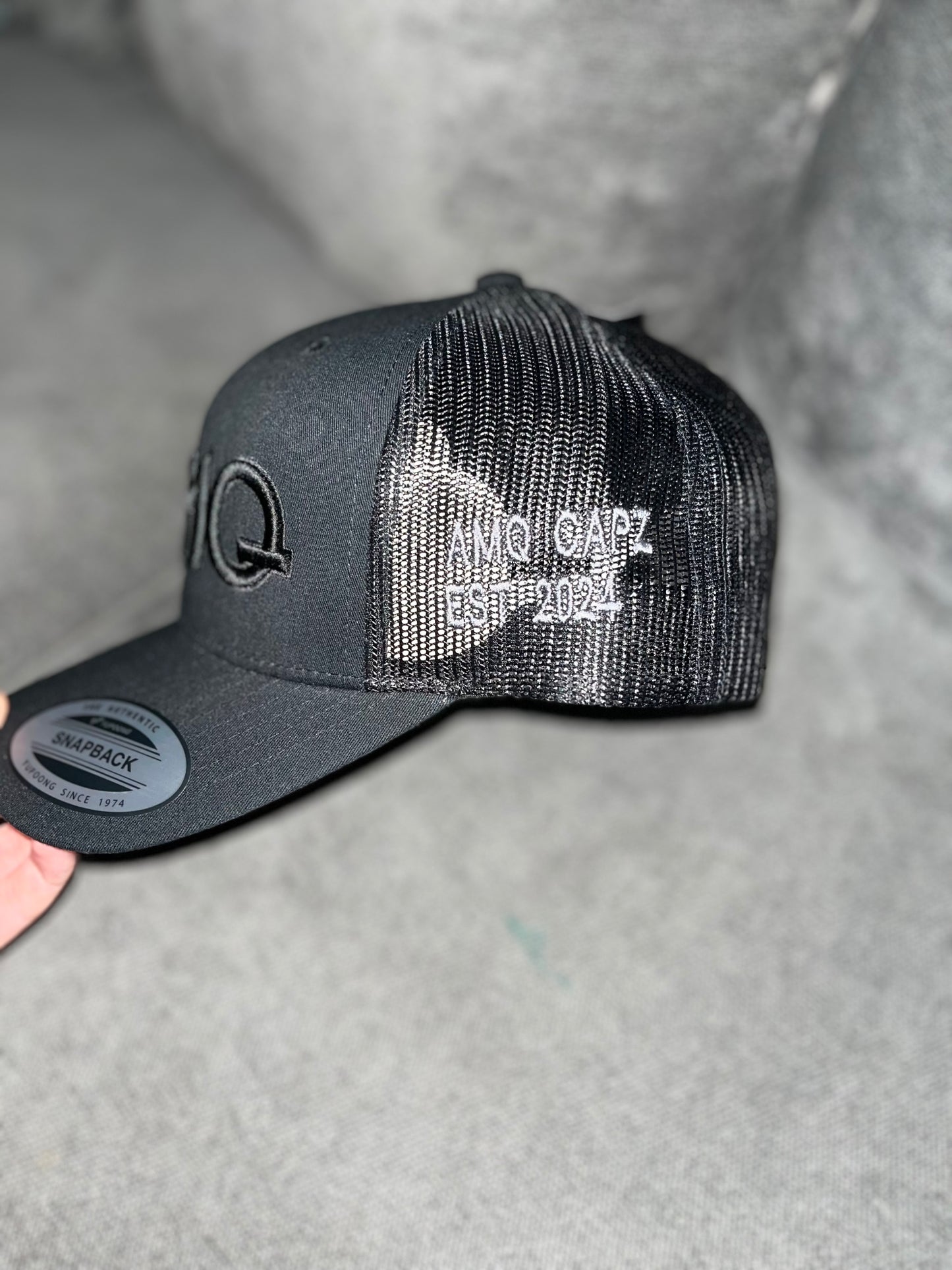 Black black & grey cap