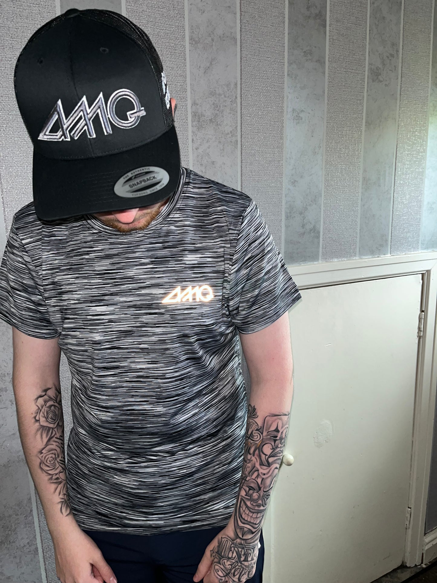 Black & grey amq tri dri t shirt